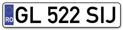 Placuta inmatriculare numar auto  GL-522-SIJ, GL 522 SIJ, GL522SIJ