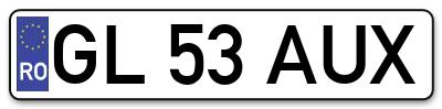 Placuta inmatriculare numar auto  GL-53-AUX, GL 53 AUX, GL53AUX
