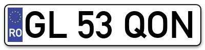Placuta inmatriculare numar auto  GL-53-QON, GL 53 QON, GL53QON