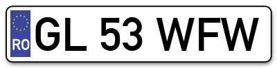 Placuta inmatriculare numar auto  GL-53-WFW, GL 53 WFW, GL53WFW