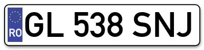 Placuta inmatriculare numar auto  GL-538-SNJ, GL 538 SNJ, GL538SNJ