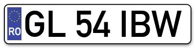 Placuta inmatriculare numar auto  GL-54-IBW, GL 54 IBW, GL54IBW