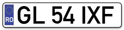 Placuta inmatriculare numar auto  GL-54-IXF, GL 54 IXF, GL54IXF