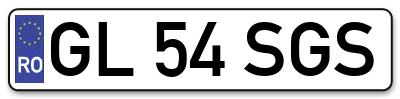 Placuta inmatriculare numar auto  GL-54-SGS, GL 54 SGS, GL54SGS
