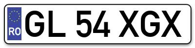 Placuta inmatriculare numar auto  GL-54-XGX, GL 54 XGX, GL54XGX