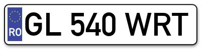 Placuta inmatriculare numar auto  GL-540-WRT, GL 540 WRT, GL540WRT
