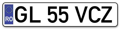 Placuta inmatriculare numar auto  GL-55-VCZ, GL 55 VCZ, GL55VCZ