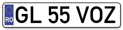 Placuta inmatriculare numar auto  GL-55-VOZ, GL 55 VOZ, GL55VOZ