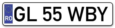 Placuta inmatriculare numar auto  GL-55-WBY, GL 55 WBY, GL55WBY