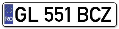 Placuta inmatriculare numar auto  GL-551-BCZ, GL 551 BCZ, GL551BCZ