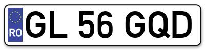 Placuta inmatriculare numar auto  GL-56-GQD, GL 56 GQD, GL56GQD