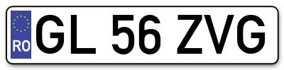 Placuta inmatriculare numar auto  GL-56-ZVG, GL 56 ZVG, GL56ZVG