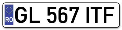 Placuta inmatriculare numar auto  GL-567-ITF, GL 567 ITF, GL567ITF