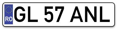 Placuta inmatriculare numar auto  GL-57-ANL, GL 57 ANL, GL57ANL
