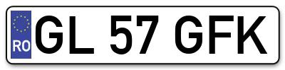 Placuta inmatriculare numar auto  GL-57-GFK, GL 57 GFK, GL57GFK