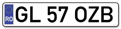 Placuta inmatriculare numar auto  GL-57-OZB, GL 57 OZB, GL57OZB