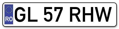Placuta inmatriculare numar auto  GL-57-RHW, GL 57 RHW, GL57RHW