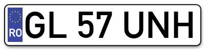 Placuta inmatriculare numar auto  GL-57-UNH, GL 57 UNH, GL57UNH