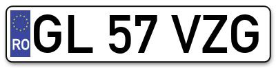 Placuta inmatriculare numar auto  GL-57-VZG, GL 57 VZG, GL57VZG