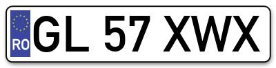 Placuta inmatriculare numar auto  GL-57-XWX, GL 57 XWX, GL57XWX