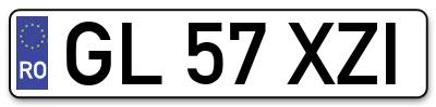 Placuta inmatriculare numar auto  GL-57-XZI, GL 57 XZI, GL57XZI