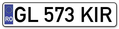 Placuta inmatriculare numar auto  GL-573-KIR, GL 573 KIR, GL573KIR