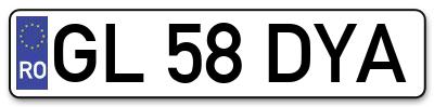Placuta inmatriculare numar auto  GL-58-DYA, GL 58 DYA, GL58DYA
