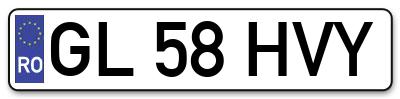 Placuta inmatriculare numar auto  GL-58-HVY, GL 58 HVY, GL58HVY