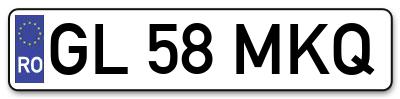 Placuta inmatriculare numar auto  GL-58-MKQ, GL 58 MKQ, GL58MKQ