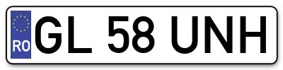 Placuta inmatriculare numar auto  GL-58-UNH, GL 58 UNH, GL58UNH