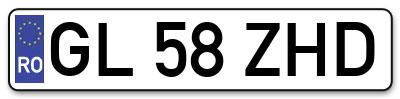 Placuta inmatriculare numar auto  GL-58-ZHD, GL 58 ZHD, GL58ZHD
