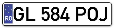 Placuta inmatriculare numar auto  GL-584-POJ, GL 584 POJ, GL584POJ
