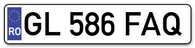 Placuta inmatriculare numar auto  GL-586-FAQ, GL 586 FAQ, GL586FAQ