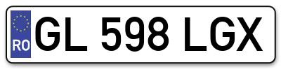 Placuta inmatriculare numar auto  GL-598-LGX, GL 598 LGX, GL598LGX