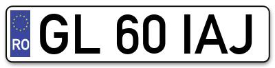 Placuta inmatriculare numar auto  GL-60-IAJ, GL 60 IAJ, GL60IAJ