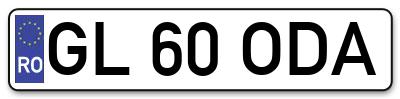 Placuta inmatriculare numar auto  GL-60-ODA, GL 60 ODA, GL60ODA
