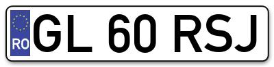 Placuta inmatriculare numar auto  GL-60-RSJ, GL 60 RSJ, GL60RSJ