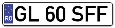 Placuta inmatriculare numar auto  GL-60-SFF, GL 60 SFF, GL60SFF