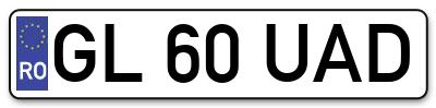 Placuta inmatriculare numar auto  GL-60-UAD, GL 60 UAD, GL60UAD