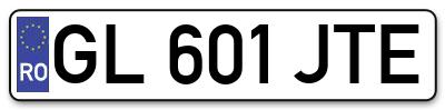 Placuta inmatriculare numar auto  GL-601-JTE, GL 601 JTE, GL601JTE