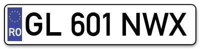 Placuta inmatriculare numar auto  GL-601-NWX, GL 601 NWX, GL601NWX