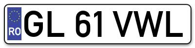 Placuta inmatriculare numar auto  GL-61-VWL, GL 61 VWL, GL61VWL