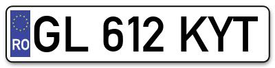 Placuta inmatriculare numar auto  GL-612-KYT, GL 612 KYT, GL612KYT