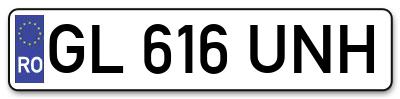 Placuta inmatriculare numar auto  GL-616-UNH, GL 616 UNH, GL616UNH