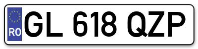 Placuta inmatriculare numar auto  GL-618-QZP, GL 618 QZP, GL618QZP