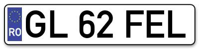 Placuta inmatriculare numar auto  GL-62-FEL, GL 62 FEL, GL62FEL