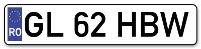 Placuta inmatriculare numar auto  GL-62-HBW, GL 62 HBW, GL62HBW