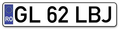Placuta inmatriculare numar auto  GL-62-LBJ, GL 62 LBJ, GL62LBJ