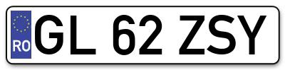 Placuta inmatriculare numar auto  GL-62-ZSY, GL 62 ZSY, GL62ZSY