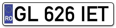 Placuta inmatriculare numar auto  GL-626-IET, GL 626 IET, GL626IET